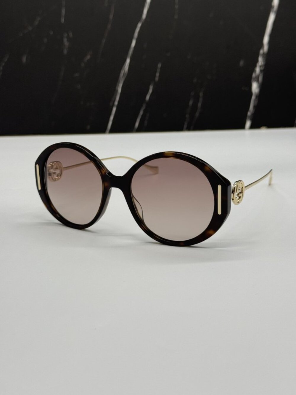 NEW GUCCI GG1202S 003 SUNGLASSES OVERSIZED GOLD/HAVANA WOMEN EYEWEAR - Picture 4 of 11